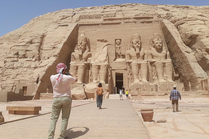 Abu Simbel Temples Private Day Tour by Luxury Car from Aswan - Egyptologist guide (and photographer) outside the temples
