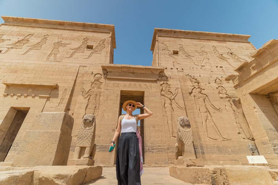 Aswan: Philae Temple Guided Half-Day Group Tour - Entering the Philae Temple complex: Isis carvings and towering columns