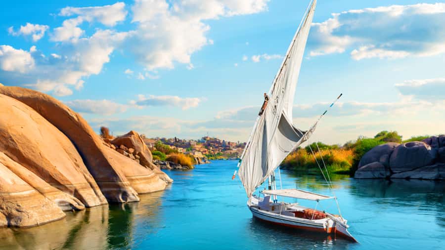 Aswan Private Felucca Ride: Sail Around Elephantine Island. - Elephantine Island From the Water: The Calm Part of Aswan