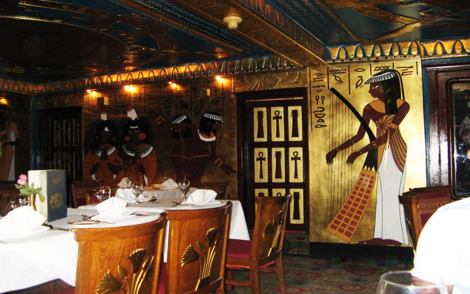 Cairo: Nile Pharaoh Dinner Cruise and Show - The Hathor-style pharaonic barge: what the boat atmosphere is really like