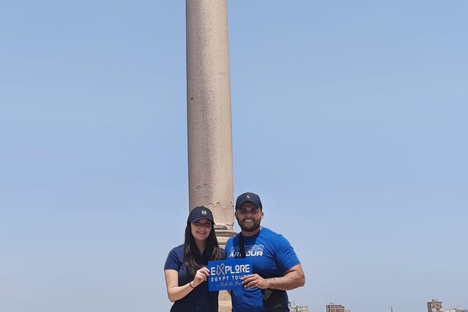 Exceptional Alexandria tour from Cairo + Alexandria food tour - Pompey’s Pillar: Roman scale, staircase details, and pink granite statues