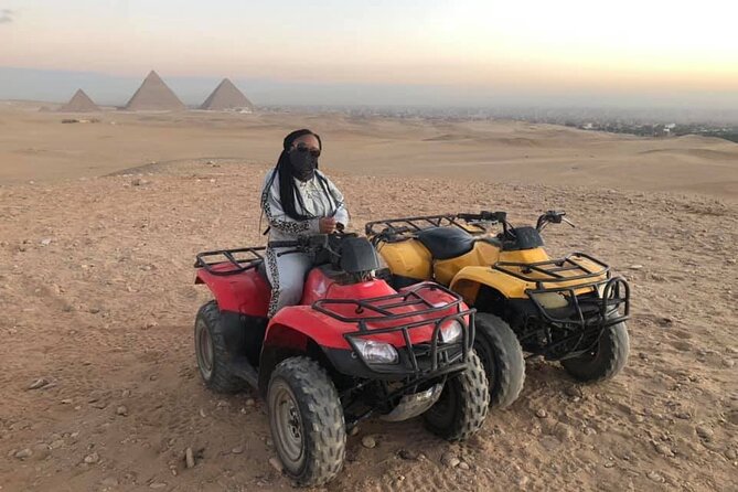 Giza pyramid, Sphinx, ATV,Lunch, Camel , Dinner cruise& shopping - Starting at Your Hotel: Pickup and the Day’s Flow