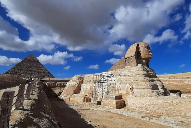 Giza Pyramids with (GEM) Grand Egyptian Museum - Sphinx Time: The Guardian Face Up Close