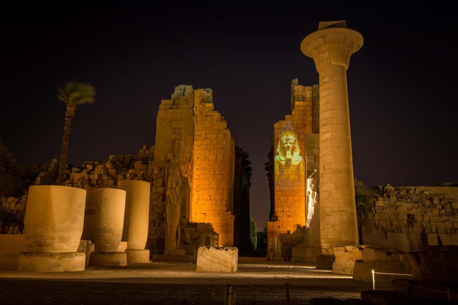 Luxor: Karnak Sound And Light Show With Dinner, Felucca - The Great Sacred Lake Show: Pharaohs, Music, and Better Interpretation