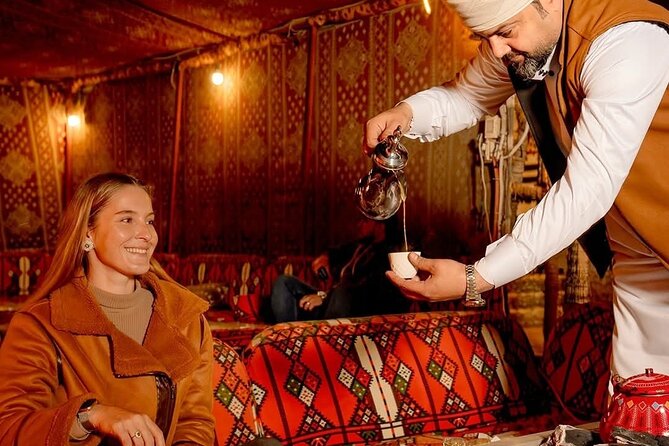 "Magical Arabian Night: Bedouin Feast & Live Show in Giza Desert" - Private Tent Comfort and the Welcome Tea Moment