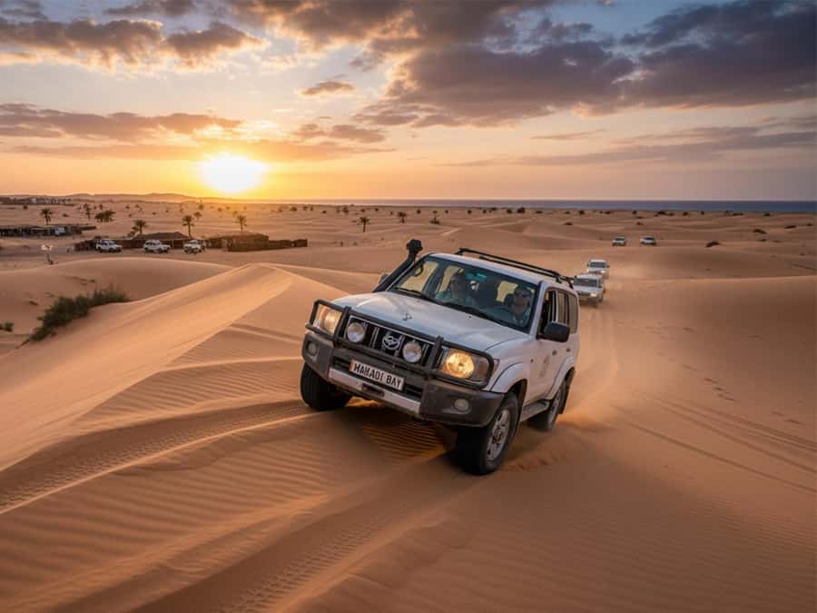 Makadi Bay: Mega Tour Jeep, ATV, Buggy, Camel, Dinner & Show - Quad biking across the sand: safety lesson and realistic pace