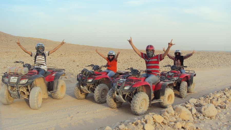 Morning Trip: Desert Safari Riding a Speed Quad Bike, Pickup - Getting Picked Up and Ready at the Quad Test Station
