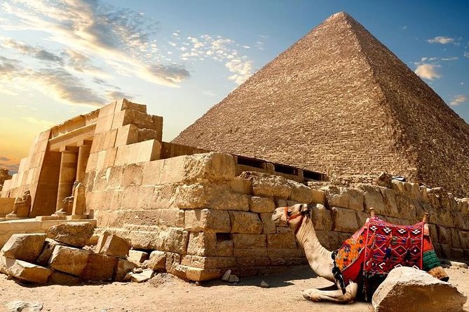 Pyramids of Giza Egyptian Museum Sphinx and Khan El Khalili Bazaar - Giza Plateau: Khufu, Khafre, Menkaura, and the big photo angle