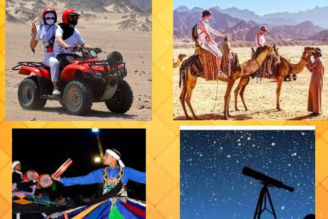 Sharm El Sheikh Super Safari 5<em>1 ATV Quad, Stargazing,Camel Ride,Dinner, Shows – Quad biking in the Sinai: the practice loop makes a difference’ /><br />
The quad portion is the headline for most people, and for good reason. It’s an ATV experience, with a helmet included, and an instructor who explains how to drive safely before you take off.</p>
<p><p>Here’s the part I’m glad they do: you go <strong>first on flat desert sand</strong> to build confidence. That warm-up helps you get your bearings fast—how the quad moves, how to brake, and what turns feel like when the ground is soft and dusty.</p>
</p>
<p><p>What to do with this info:</p>
</p>
<ul>
<li>If you’re nervous, treat the first sand section as your training time. Move slowly, learn how the machine responds, then relax into it.</li>
<li>If you’re planning to take photos, stop thinking about speed and focus on smooth control first. You’ll get better shots when you’re not scrambling.</li>
</ul>
<p><p>One caution from the real-world side: don’t ignore safety instructions or skip the helmet. When the helmet isn’t used, the experience can feel more stressful than it needs to be, and desert dust is not something you want in your eyes or on your face for long.</p>
</p>
<h2 id="camel-ride-and-sunset-hill-views-short-sweet-and-very-photogenic">Camel ride and sunset hill views: short, sweet, and very photogenic</h2>
<p><img width="669" height="446" decoding="async" src=