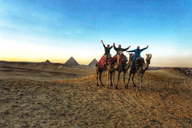 sunset at Giza pyramids by camels - Weather and Sunset: One Reality Check for Giza Evenings